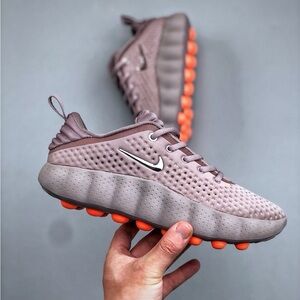 Nike Taupe Pink Running Shoes with Orange Pod Outsole